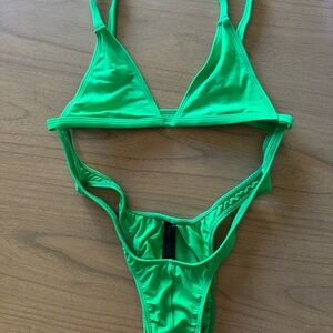 Minimale Animale Riviera bright green one piece swimsuit